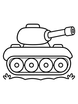 Free printable Simple Toy Tank On Grass coloring page