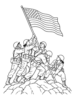 Free printable Soldiers Raising The Flag On Iwo Jima coloring page