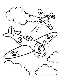 Free printable Vintage Airplanes In Dogfight coloring page