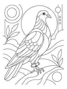 Free printable Perched Carrier Pigeon With Message Canister coloring page