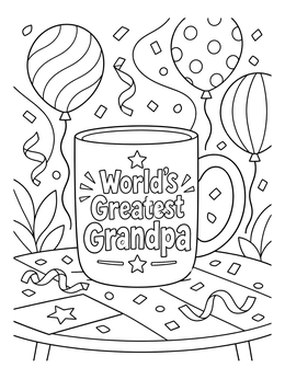 Free printable World's Greatest Grandpa Mug Celebration coloring page