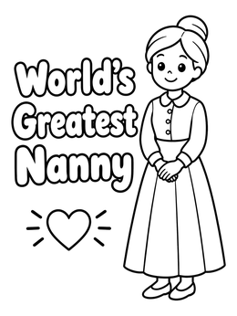 Free printable World's Greatest Nanny Cartoon coloring page