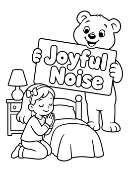 Free printable Bedtime Prayer With Joyful Bear coloring page