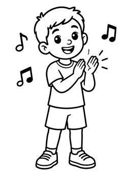 Free printable Cheerful Boy Singing And Clapping coloring page