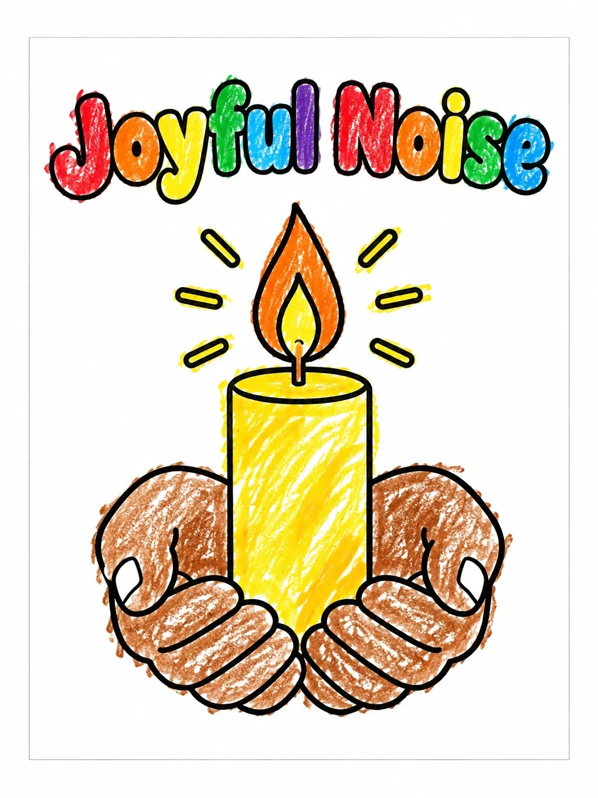 Colored example of the Hands Holding A Glowing Candle coloring page