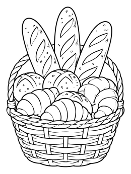 Free printable Woven Basket Full Of Bread coloring page