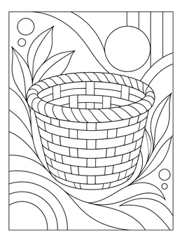 A decorative woven tithe basket surrounded by foliage on this Malachi coloring page.
