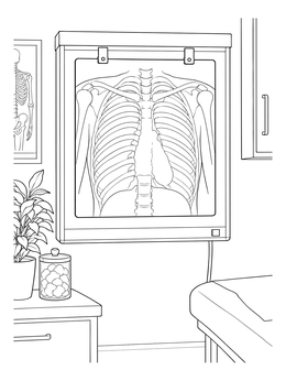 Free printable Chest Radiograph On Medical Light Box coloring page