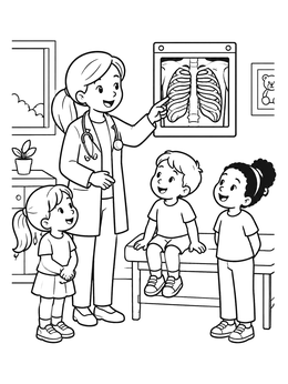 Free printable Doctor Showing Chest X Ray To Kids coloring page