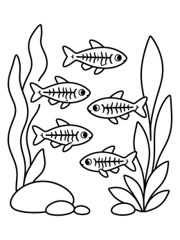 Free printable School Of Little X Ray Tetras coloring page