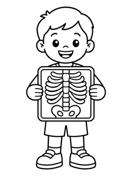 Free printable Smiling Boy Holding Chest X Ray coloring page