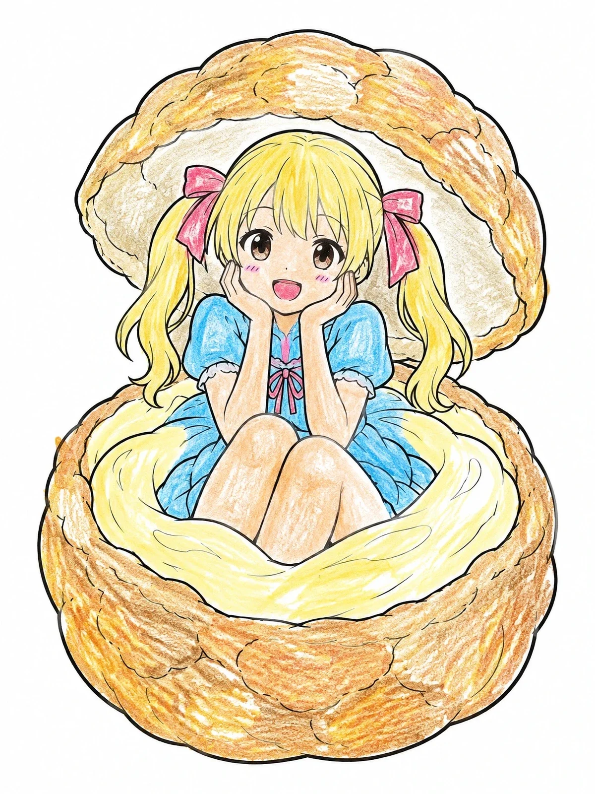 Colored example of the Anime Girl In Cream Puff coloring page