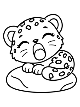 Free printable Yawning Baby Snow Leopard On Rock coloring page
