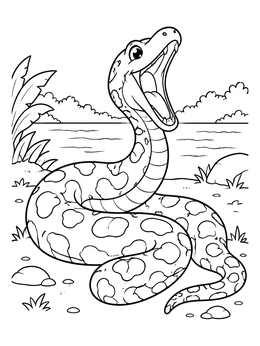Free printable Yawning Cartoon Anaconda coloring page