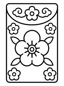 Free printable Chinese Lucky Red Envelope With Flowers coloring page