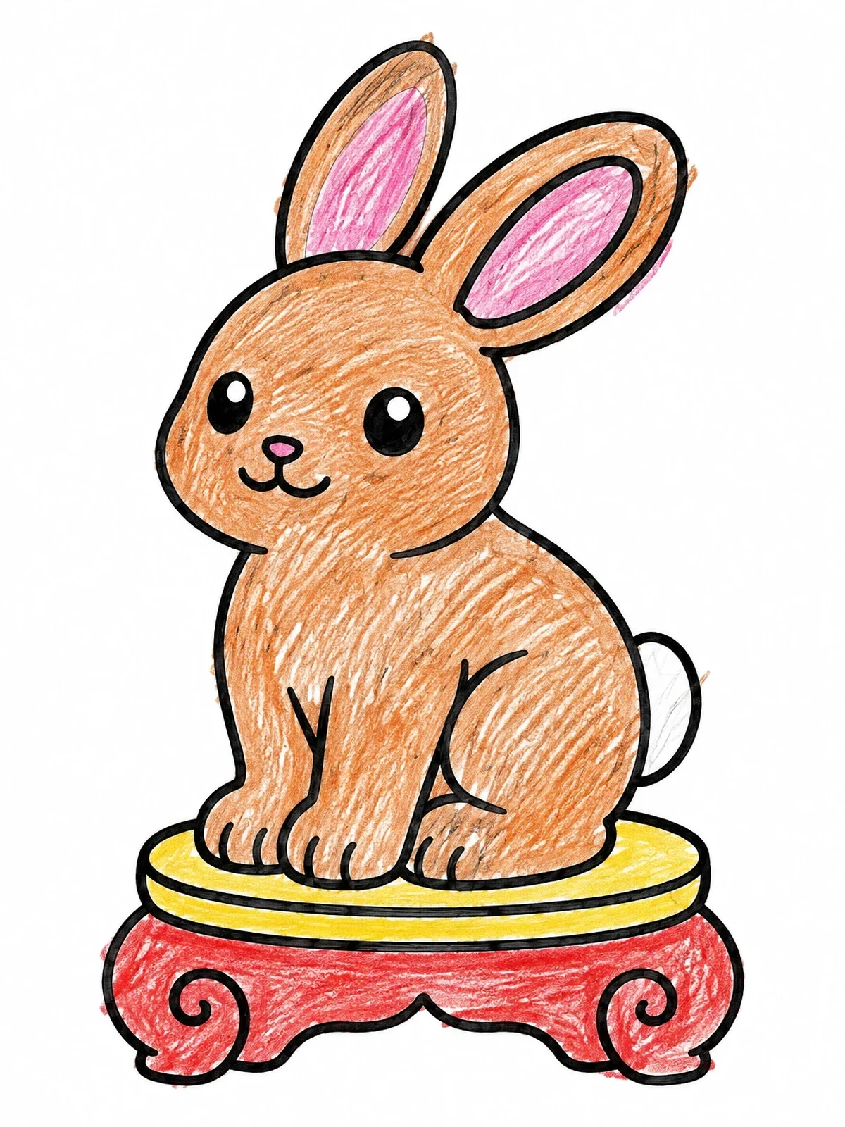 Colored example of the Cute Zodiac Bunny On Stand coloring page