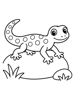 Free printable Cute Spotted Lizard On A Rock coloring page