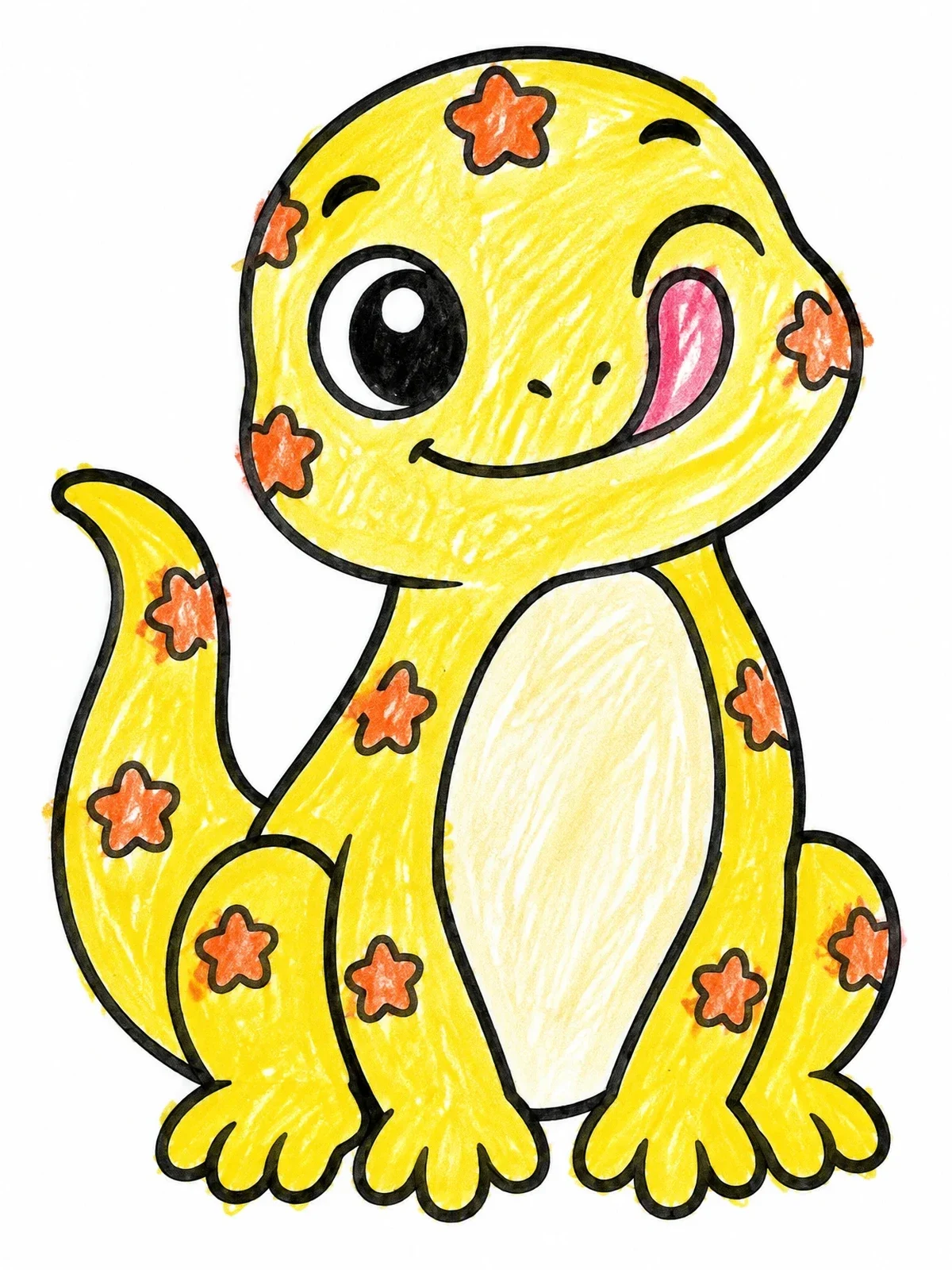 Colored example of the Cute Star Spotted Lizard coloring page