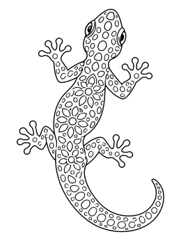 Free printable Patterned Spotted Gecko Top View coloring page