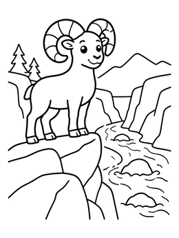 Free printable Bighorn Sheep On Canyon Cliff coloring page