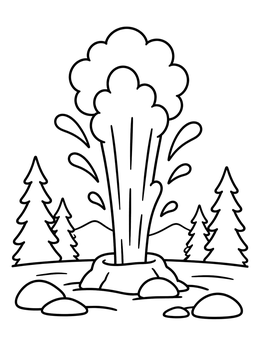 Free printable Erupting Geyser In The Woods coloring page