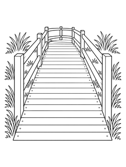 Free printable Wooden Boardwalk Trail coloring page