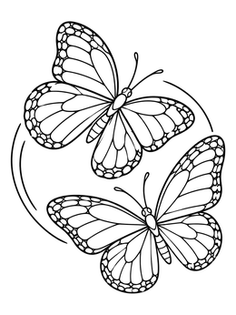 Free printable Twin Butterflies In Yin Yang Circle coloring page