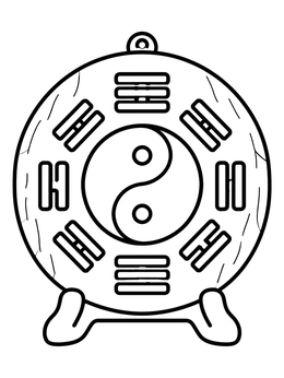 Free printable Yin Yang Bagua Plaque On Stand coloring page