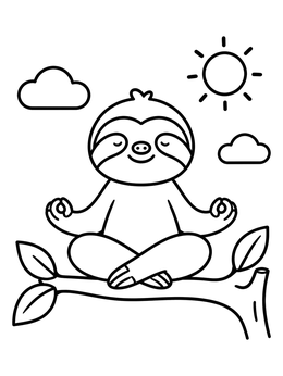 Free printable Meditating Sloth On A Branch coloring page