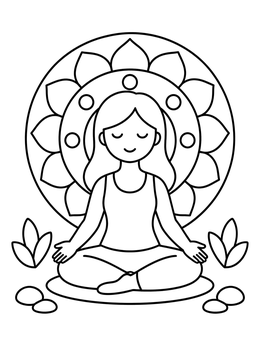 Free printable Meditating Woman With Lotus Mandala coloring page