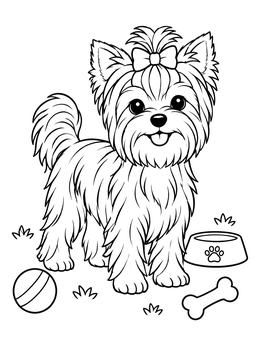 Free printable Cute Yorkshire Terrier With Hair Bow coloring page