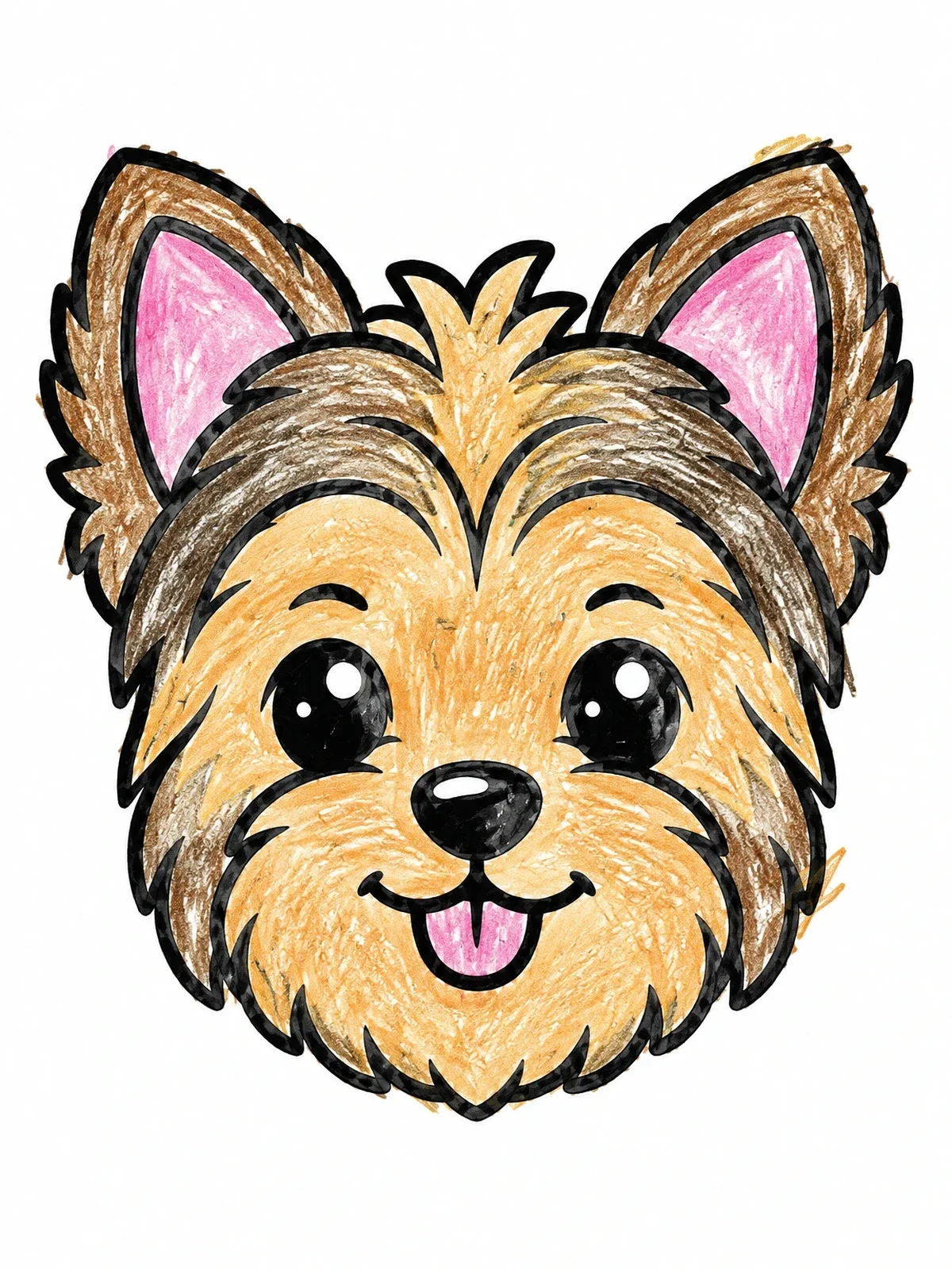 Colored example of the Cute Yorkshire Terrier Face coloring page