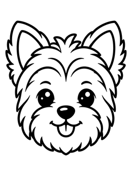 Free printable Cute Yorkshire Terrier Face coloring page
