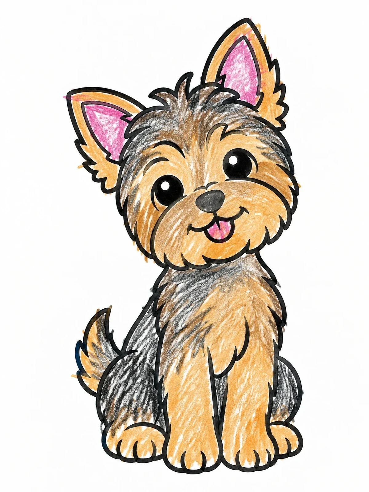 Colored example of the Cute Yorkshire Terrier Puppy Sitting coloring page
