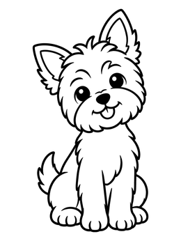 Free printable Cute Yorkshire Terrier Puppy Sitting coloring page