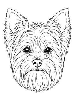 Free printable Detailed Yorkshire Terrier Portrait coloring page
