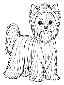 Free printable Fluffy Yorkshire Terrier With Hair Bow coloring page