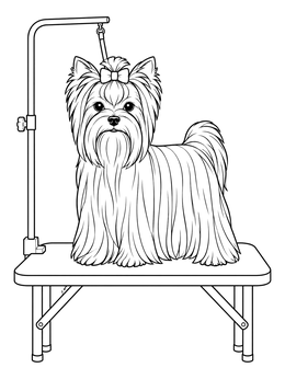 Free printable Groomed Yorkshire Terrier On Table coloring page