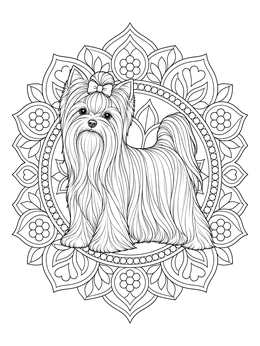 Free printable Show Yorkshire Terrier With Mandala Background coloring page