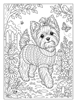 Free printable Yorkshire Terrier In Cozy Sweater coloring page