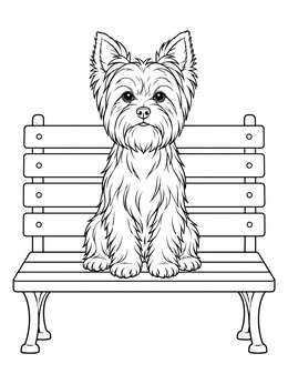 Free printable Yorkshire Terrier On A Park Bench coloring page