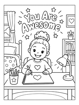 Free printable You Are Awesome Bedroom Drawing Desk coloring page