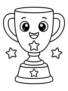 Free printable Cute Smiling Trophy With Stars coloring page
