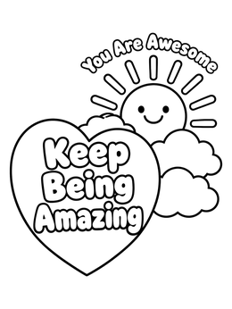 Free printable Keep Being Amazing Sun And Heart coloring page