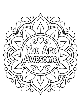 Free printable You Are Awesome Mandala Lettering coloring page