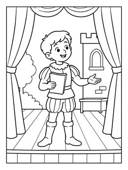 Free printable Young Actor On Theater Stage coloring page