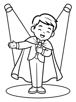 Free printable Young Actor Performing Under Spotlights coloring page