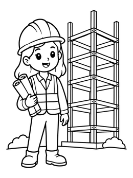 Free printable Young Architect At The Construction Site coloring page