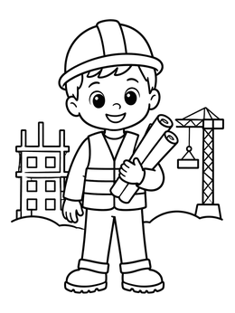 Free printable Young Architect With Blueprints coloring page