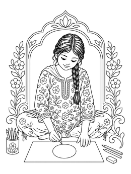 Free printable Young Artist Drawing National Emblem coloring page